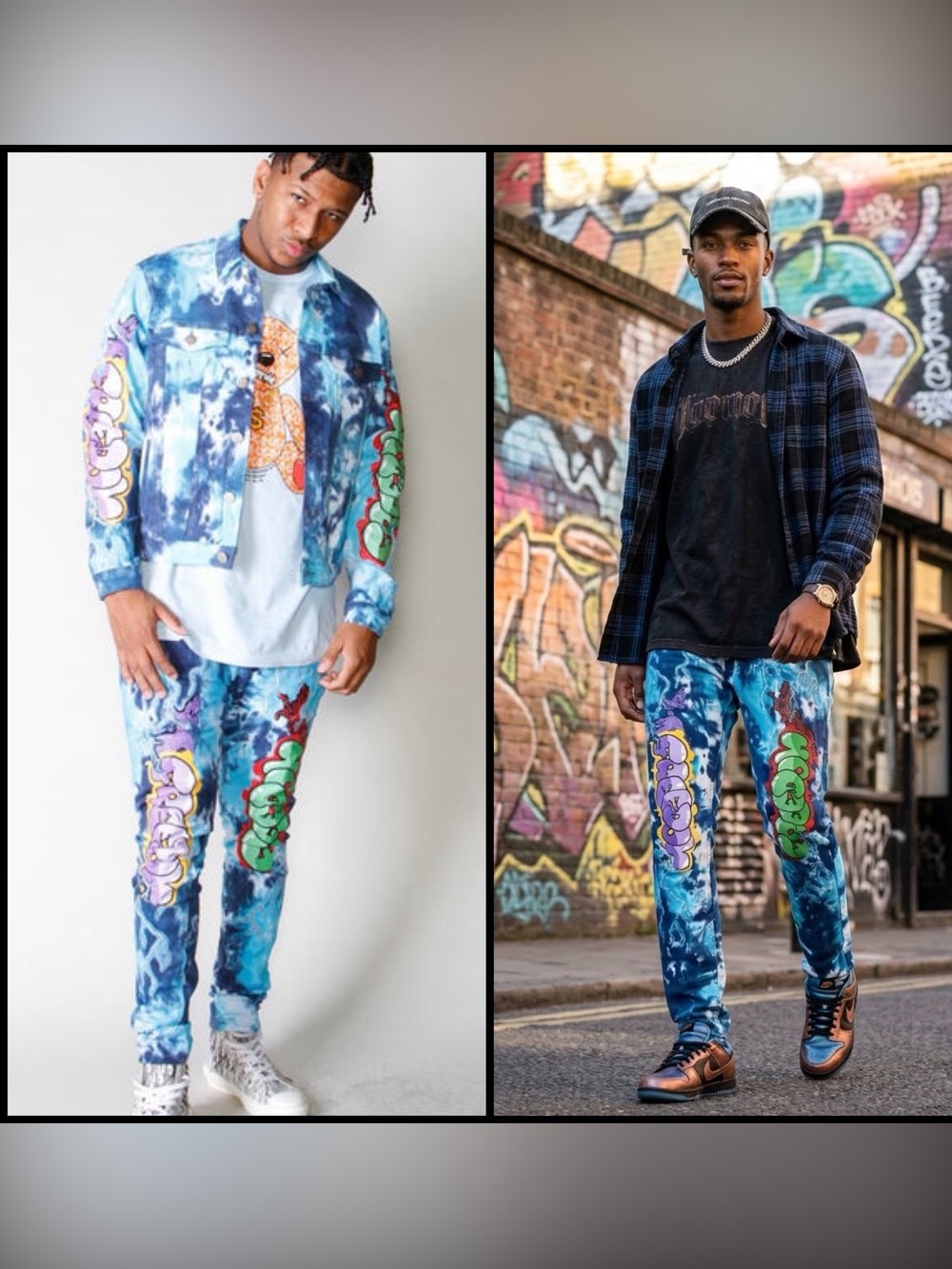 COOPER 9 Graffiti Cloud Tie-Dye Y2K Skinny Jeans Hype Streetwear Denim Blue 40